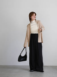 ビッグカラーミックスニットカーディガン