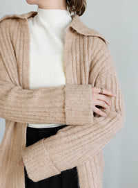 ビッグカラーミックスニットカーディガン