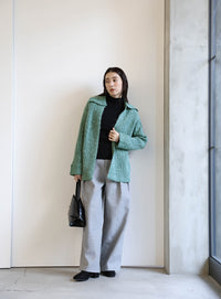 ビッグカラーミックスニットカーディガン