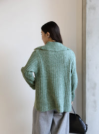 ビッグカラーミックスニットカーディガン