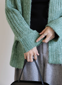 ビッグカラーミックスニットカーディガン