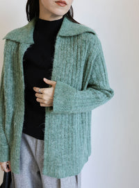 ビッグカラーミックスニットカーディガン