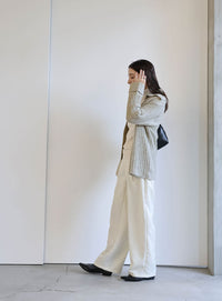 ビッグカラーミックスニットカーディガン