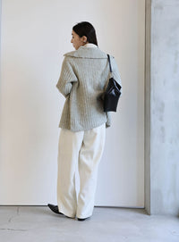 ビッグカラーミックスニットカーディガン