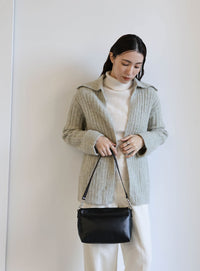 ビッグカラーミックスニットカーディガン