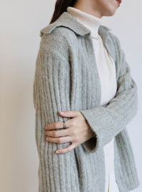 ビッグカラーミックスニットカーディガン