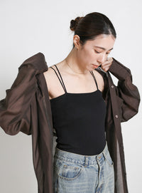 【サイズ展開あり】ダブルストラップカップ付きキャミソール