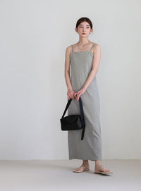 【3サイズ展開】ダブルストラップカップ付きリブキャミワンピース