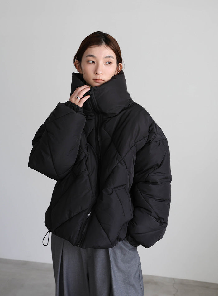 ハイネックダイヤキルトショートダウン