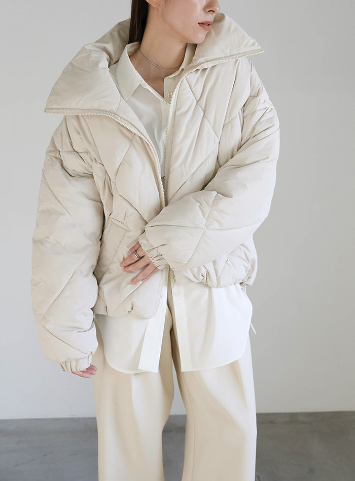 ハイネックダイヤキルトショートダウン