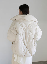 ハイネックダイヤキルトショートダウン