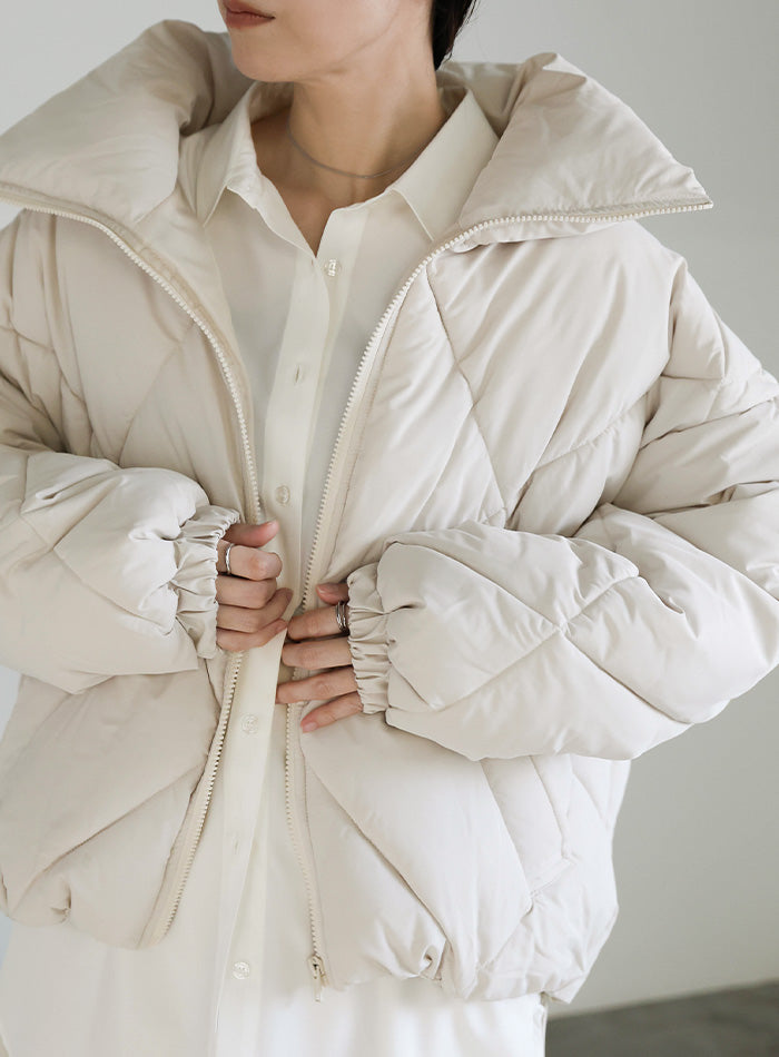 ハイネックダイヤキルトショートダウン