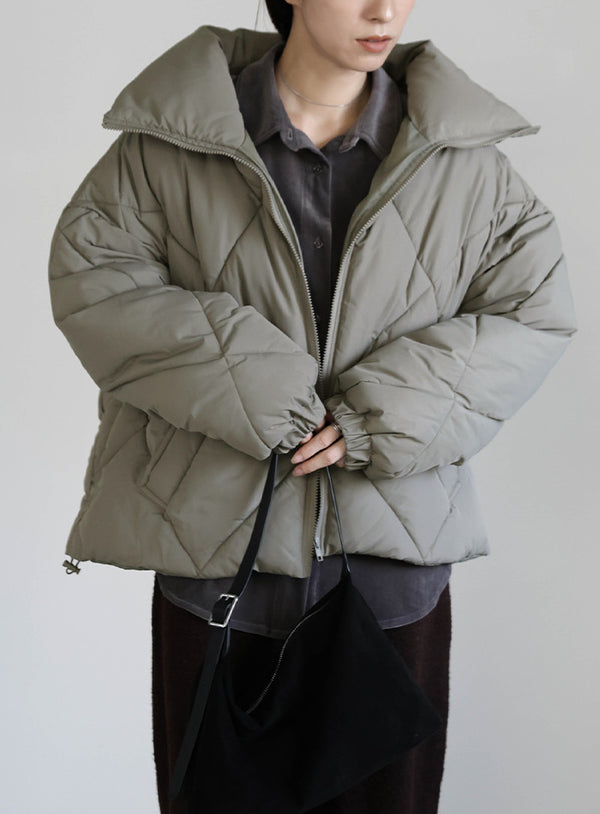 ハイネックダイヤキルトショートダウン