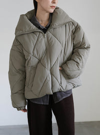 ハイネックダイヤキルトショートダウン