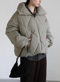 ハイネックダイヤキルトショートダウン