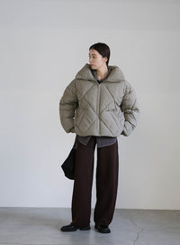 ハイネックダイヤキルトショートダウン