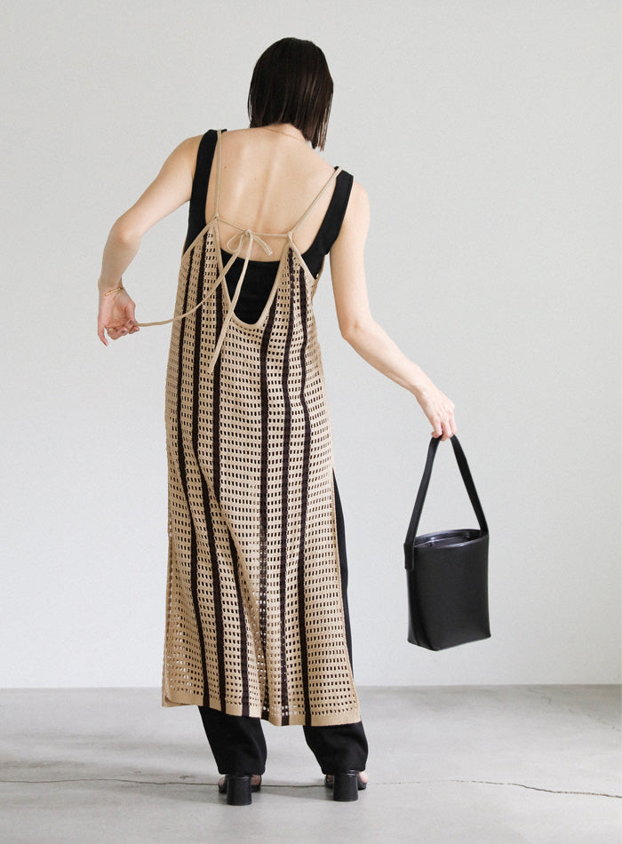 メッシュ編みニットキャミワンピース【SALE】
