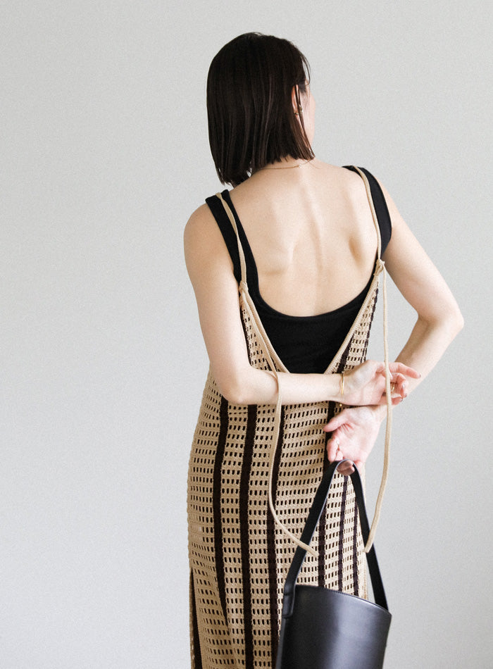 メッシュ編みニットキャミワンピース【SALE】