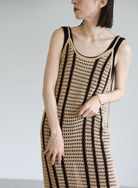 メッシュ編みニットキャミワンピース【SALE】