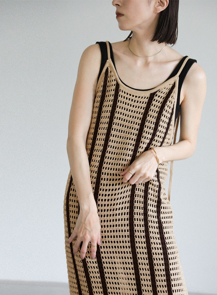 メッシュ編みニットキャミワンピース【SALE】