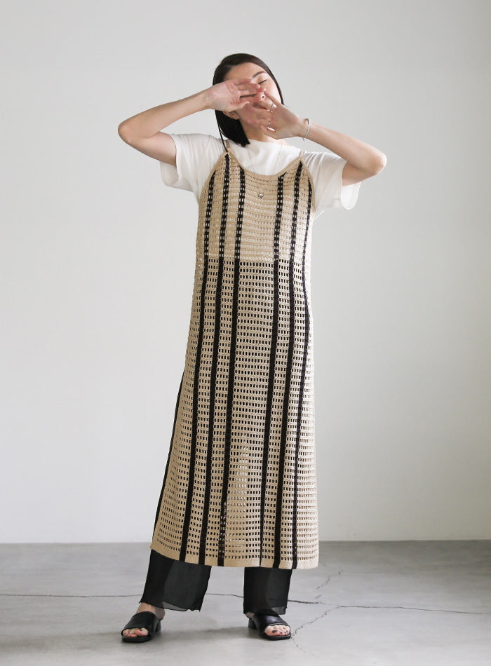 メッシュ編みニットキャミワンピース【SALE】