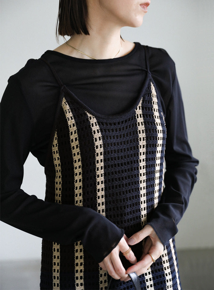 メッシュ編みニットキャミワンピース【SALE】