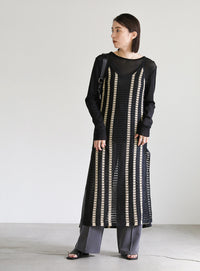 メッシュ編みニットキャミワンピース【SALE】