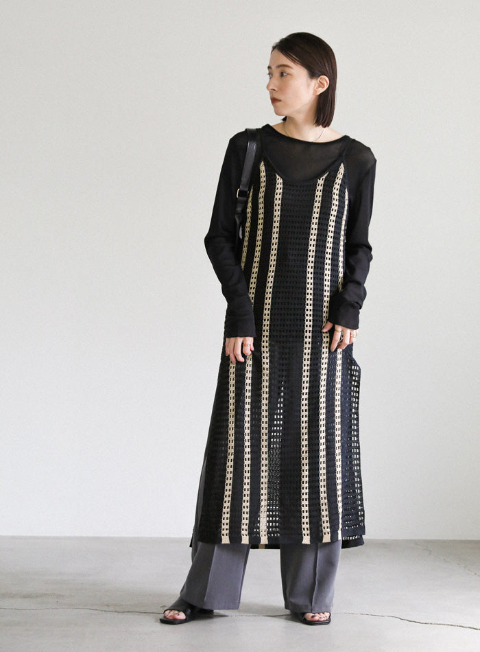 メッシュ編みニットキャミワンピース【SALE】