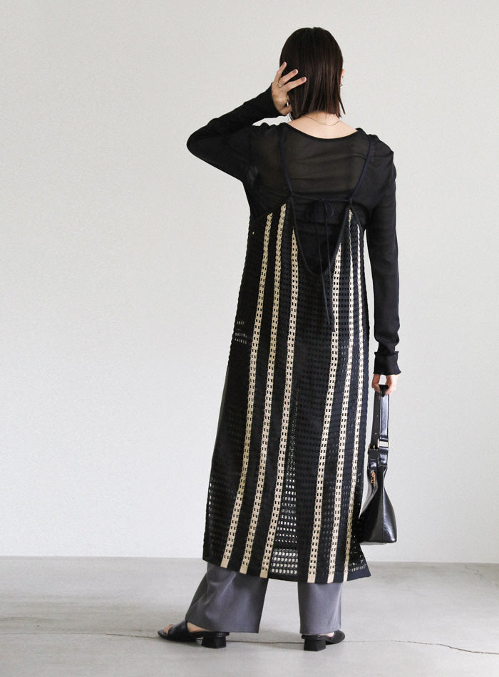 メッシュ編みニットキャミワンピース【SALE】