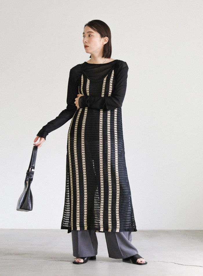 メッシュ編みニットキャミワンピース【SALE】