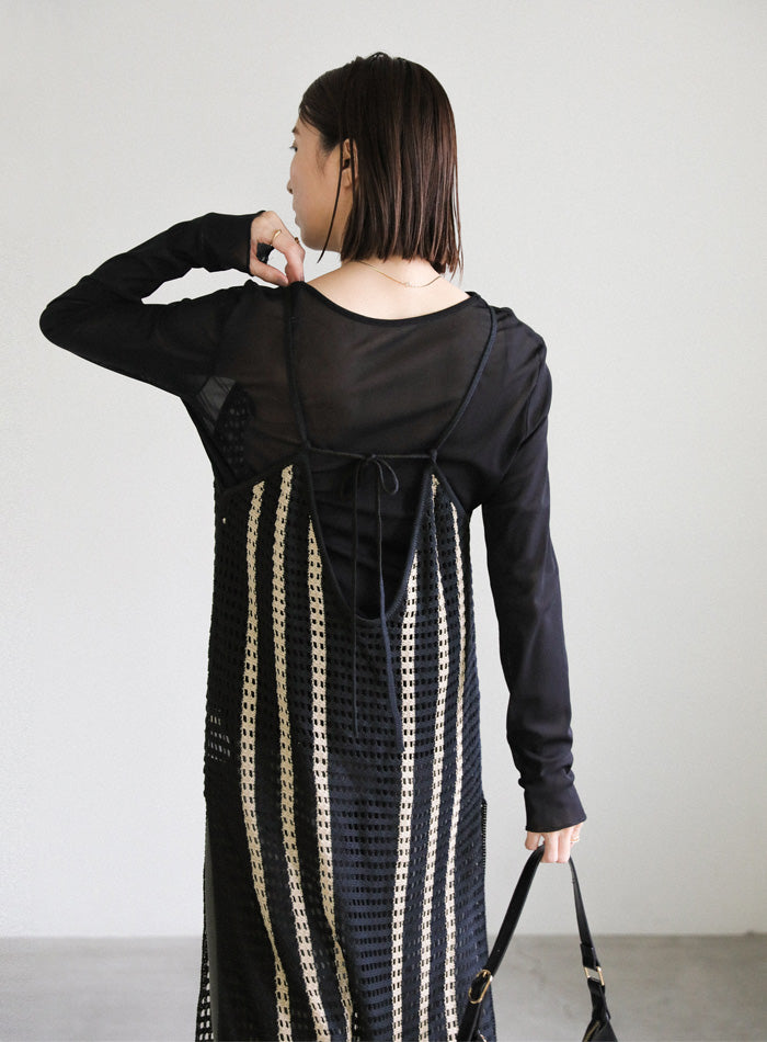 メッシュ編みニットキャミワンピース【SALE】