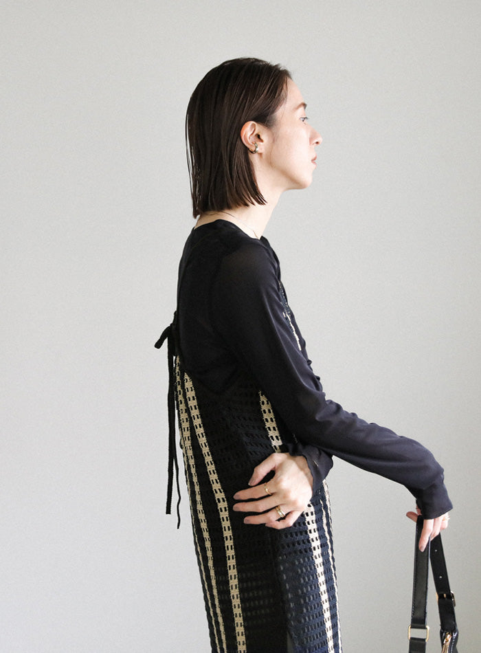 メッシュ編みニットキャミワンピース【SALE】