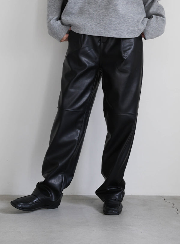 切り替えデザインフェイクレザーパンツ