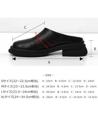 フェイクレザースライドシューズ