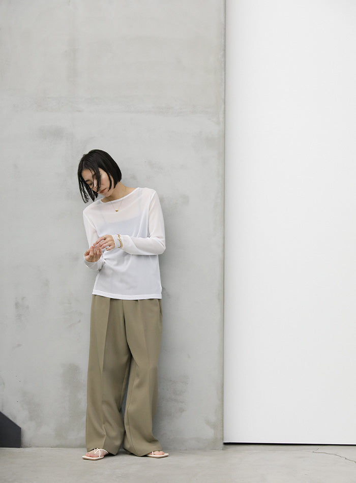 【関税込】 シースルー クルーネック Tシャツ - ライト ブラウン クルーネックシアープルオーバー – SELECT MOCA