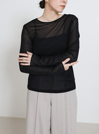 クルーネックシアープルオーバー