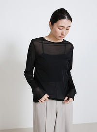 クルーネックシアープルオーバー