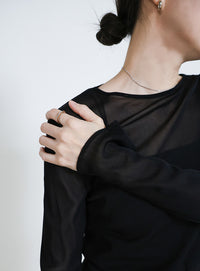 クルーネックシアープルオーバー