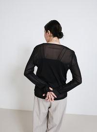 クルーネックシアープルオーバー