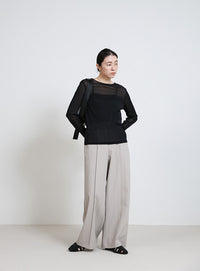 クルーネックシアープルオーバー