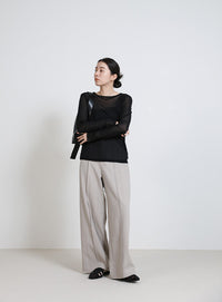 クルーネックシアープルオーバー