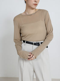 クルーネックシアープルオーバー