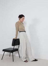 クルーネックシアープルオーバー