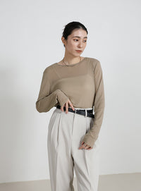 クルーネックシアープルオーバー