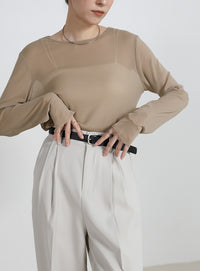 クルーネックシアープルオーバー