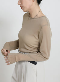 クルーネックシアープルオーバー