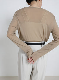 クルーネックシアープルオーバー