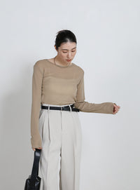 クルーネックシアープルオーバー