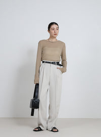 クルーネックシアープルオーバー