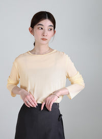 クルーネックシアープルオーバー